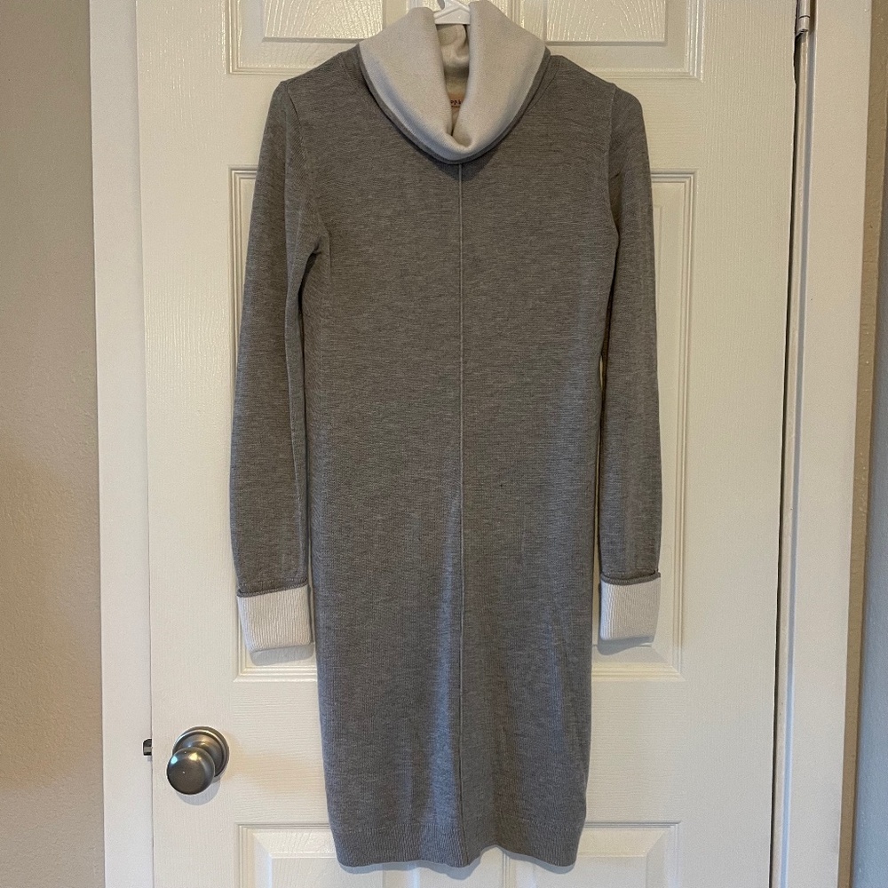 Long-Sleeve, Knit Sweater Dress with Scarf Collar (LIKE NEW!)
